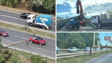 VIDEO Krš i lom na Slavonskoj u Zagrebu: Dizalicom srušio stup sa znakovima, nastao kolaps
