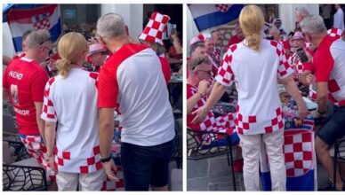 VIDEO Kolinda u Katru došla pozdraviti hrvatske navijače, oni joj zapjevali poznati hit!