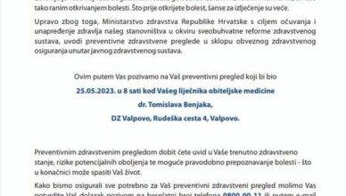 U Osijeku u ponedjeljak kreću prvi pregledi kod liječnika - pacijenti primaju pisma-pozive