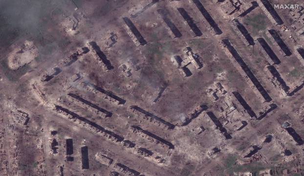 A satellite image shows a view of Bakhmut