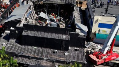 A drone view shows a site of the collapsed Jet Set nightclub in Santo Domingo
