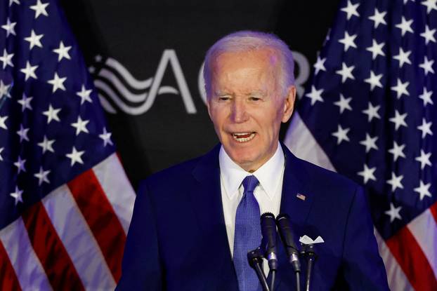 Former U.S. President Joe Biden makes his first speech since leaving office, in Chicago