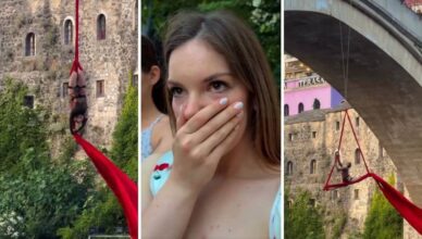 VIDEO Mostarka izvela pravi show! Pogledajte spektakularni ples na svili na Starom mostu