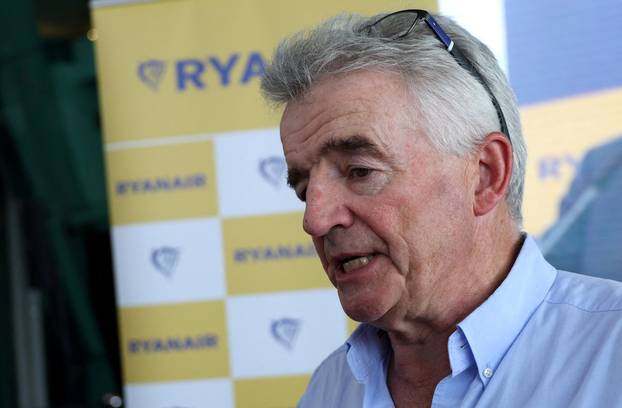 FILE PHOTO: Ryanair Chief Executive Michael O'Leary speaks during a press event at Tirana International Airport