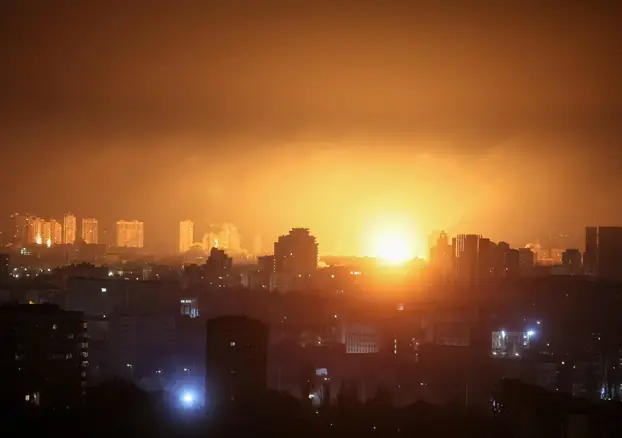 Russian missile and drone strike in Kyiv