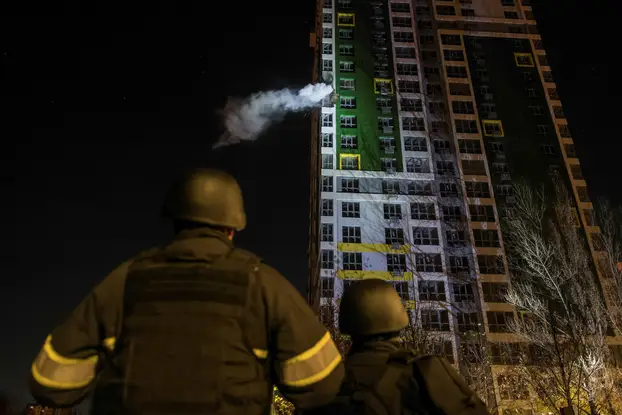 Russian missile and drone strike in Kyiv