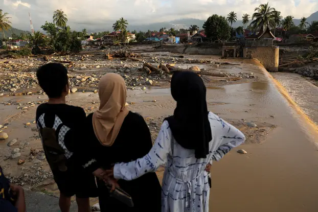Area hit by flash floods in Padang, West Sumatra