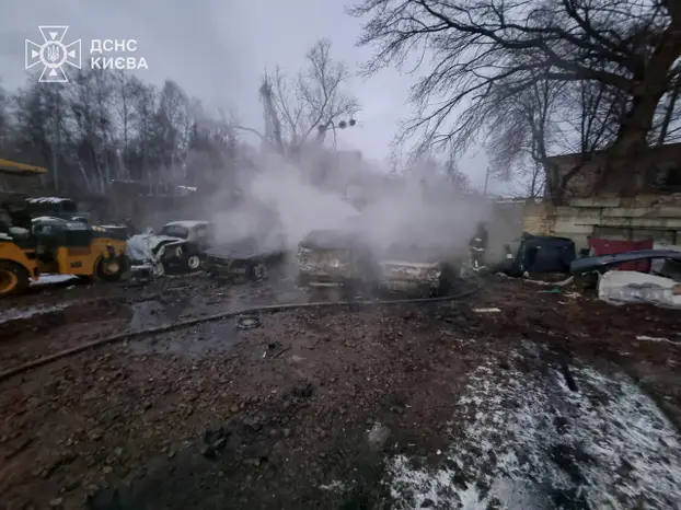 Aftermath of a Russian missile and drone attack in Kyiv