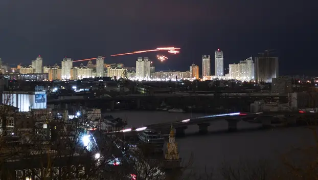 Ukrainain Air Defenses Engage Russian Drones And Rockets Over Kyiv During Massive Russian Drone And Rocket Attack
