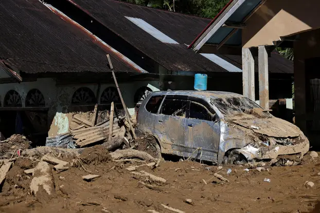 Area hit by flash floods in Palembayan, Agam, West Sumatra