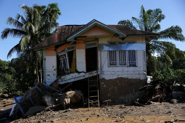 Area hit by flash floods in Palembayan, Agam, West Sumatra