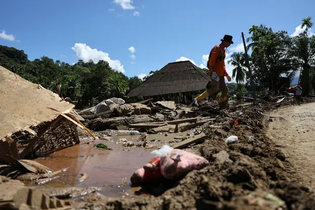 Area hit by flash floods in Palembayan, Agam, West Sumatra