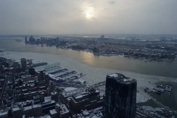 The Hudson River as seen from an observation deck at the Edge, at Hudson Yards in New York City